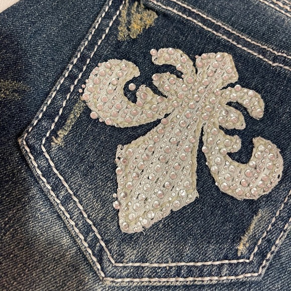 Straight Leg Rhinestone Jeans - Picture 5 of 7